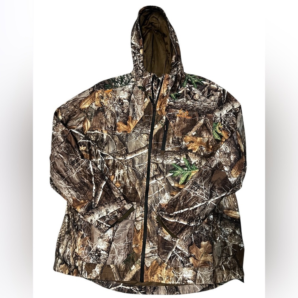 RealTree Scent Factor Camo Mens Large Full Zip Jacket